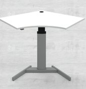 Et søjlet Hæve-/sænkebord 138x92 cm, sort stel og hvid hjørnebord, Flot design